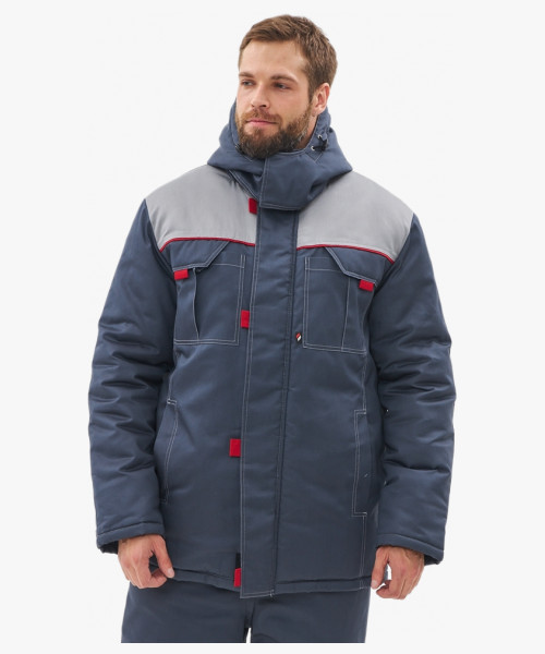 Костюм зимний Флофт-2 Премиум IMP (тк.Смесовая,240) п/к, т.серый/св.серый/красный