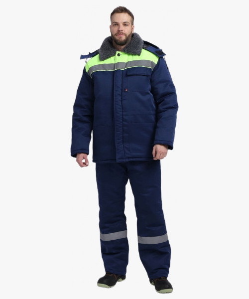 Костюм зимний Труженик-Ультра СОП (тк.Смесовая,210) брюки, т.синий/лимонный