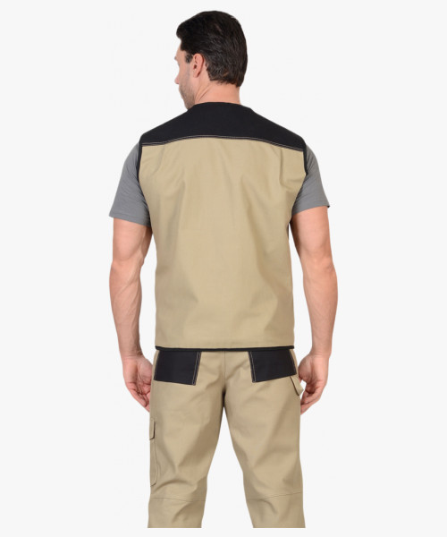 Жилет СИРИУС-ВЕСТ-ВОРК бежевый с черным пл. 275 г/кв.м