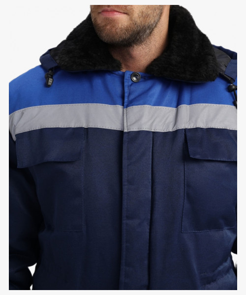 Куртка зимняя Стандарт (тк.Смесовая,210), т.синий/васильковый