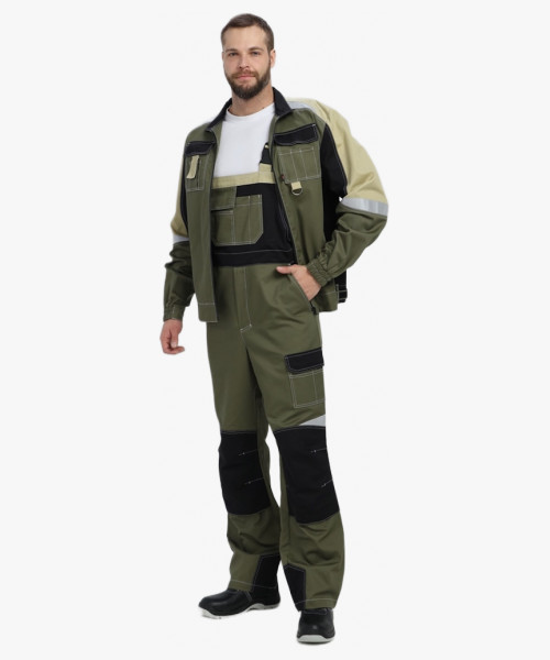 Костюм Вектрон-2 (тк.Смесовая МВО,240) п/к, хаки/черный/бежевый