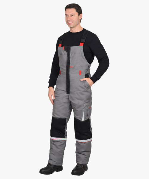 Костюм СИРИУС-СТАН куртка, п/к, серый с черной и красной отделкой