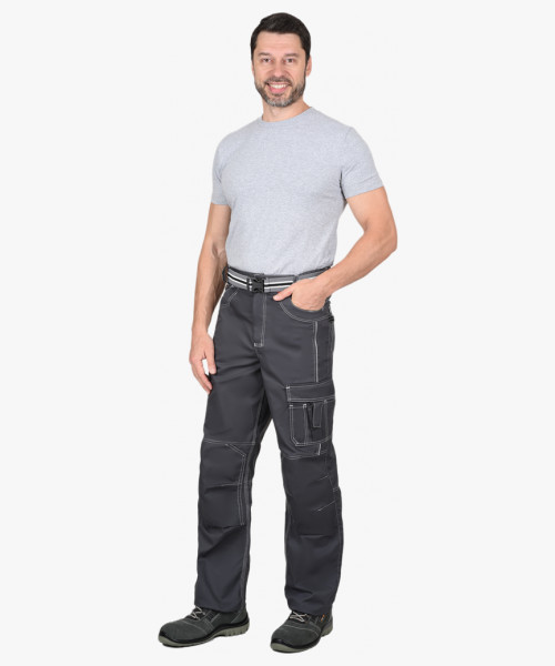 Брюки СИРИУС-ПРЕСТИЖ мужские летние темно-серые, кант СВ