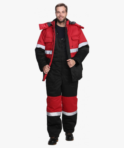 Костюм зимний Нордхард-2 СОП (тк.Смесовая,250) п/к, черный/красный