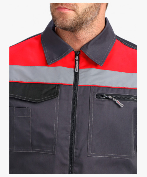 Костюм ProfLineBase-2 (тк. Твил, 210) полукомбинезон, т.серый/черный/красный