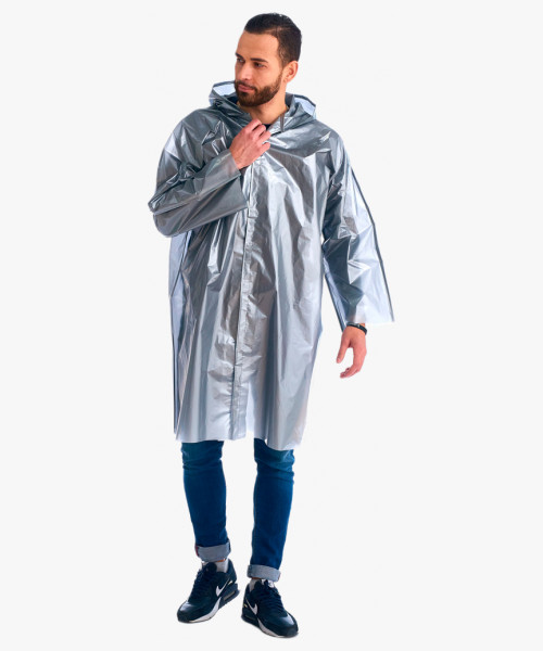 Плащ-дождевик СИРИУС-ЛЮКС на липучке ПВД 80 мкр. пропаянные швы, серебряный