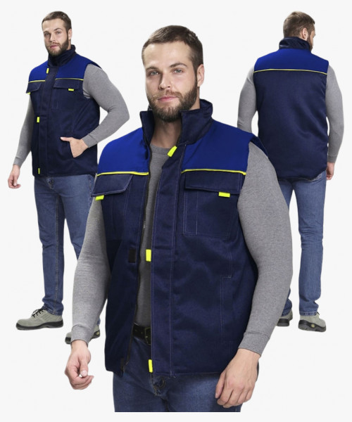 Жилет утеплённый Фаворит (тк. Смесовая, 210), т.синий/васильковый