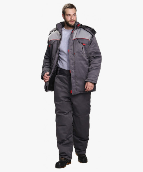 Костюм зимний Флофт-1 (тк.Смесовая,210) брюки, т.серый/св.серый