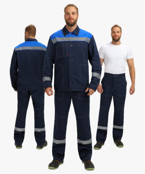 Костюм Лигор-1 СОП (тк.Саржа,250) брюки, т.синий/васильковый