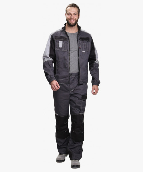 Костюм Вектрон-1 (тк.Смесовая,240) брюки, т.серый/св.серый/черный