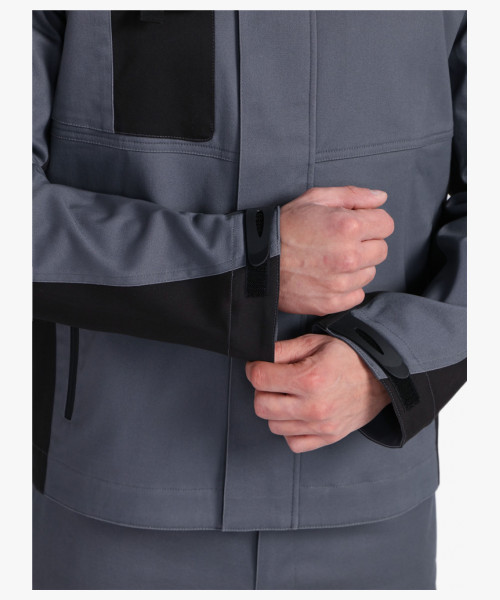 Костюм мужской летний ProfLineLeader-1 (тк.Хлопок/Спандекс,260) брюки, серый/черный