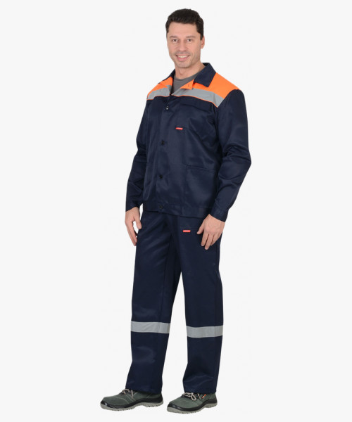 Костюм СИРИУС-СТРОЙГРАД куртка, п/к т.синий с оранжевым СОП 50мм