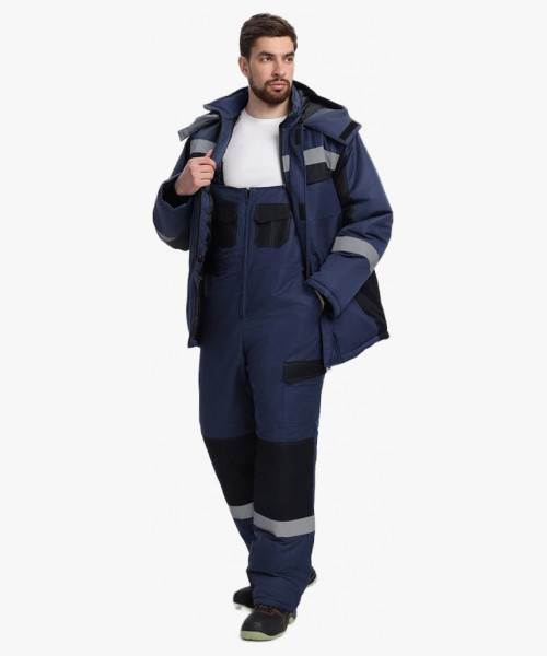 Костюм зимний Фаворит-Мега (тк.Таслан) п/к, т.синий/черный