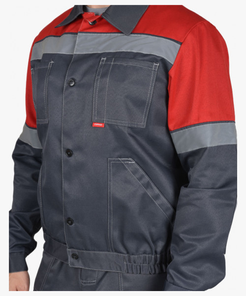 Костюм СИРИУС-ЛЕГИОНЕР куртка, п/к т.серый с красным СОП 50 мм