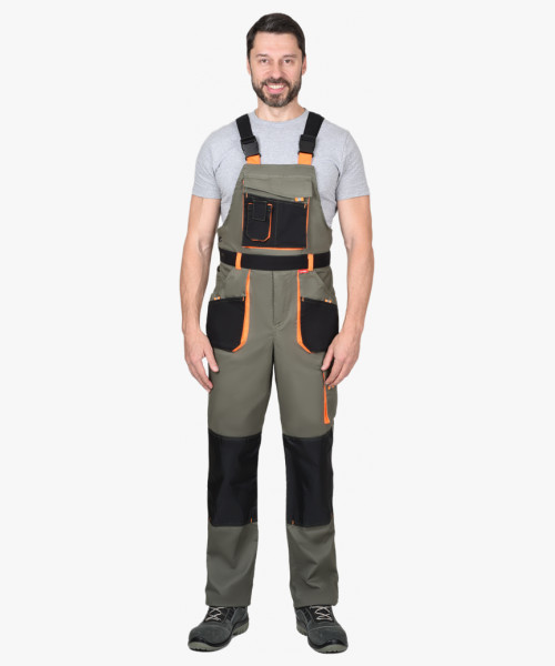 Костюм СИРИУС-МАНХЕТТЕН куртка дл., п/к олив. с оранж. и чер. тк. мех. стрейч 260 г/кв.м