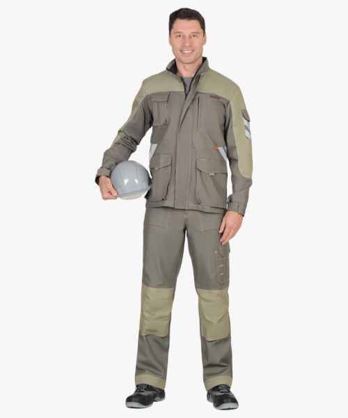 Куртка СИРИУС-ВЕСТ-ВОРК  т.оливковый со св.оливковым пл. 275 г/кв.м
