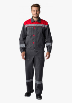 Костюм Липецк-1 СОП (тк.Смесовая,260) брюки, т.серый-меланж/красный