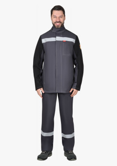 Костюм сварщика СИРИУС-ГЕРКУЛЕС летний, куртка, п/к т.серый с черным, СОП 50мм