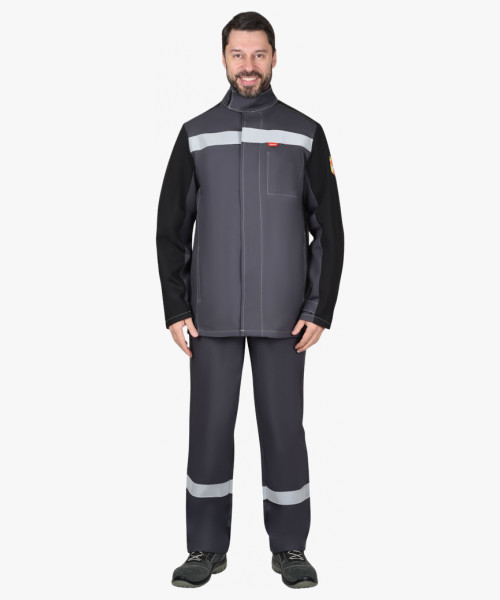 Костюм сварщика СИРИУС-ГЕРКУЛЕС летний, куртка, п/к т.серый с черным, СОП 50мм