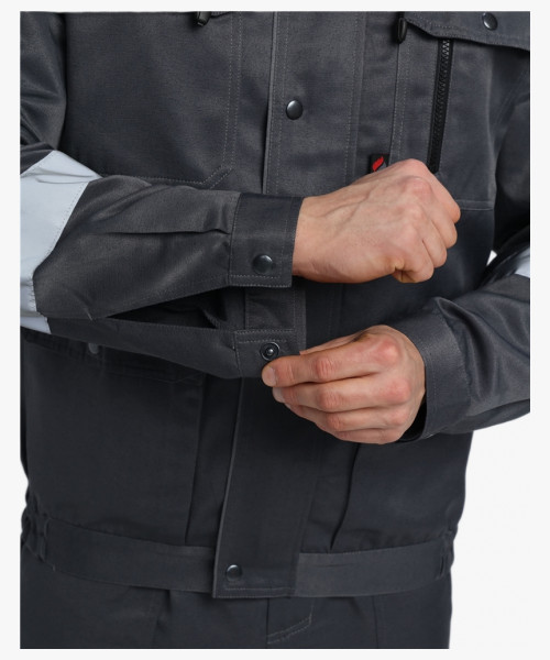 Костюм Нейч-2 СОП с капюшоном (тк.Смесовая,210) п/к, т.серый/св.серый