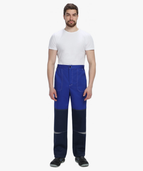 Костюм Строй-1 CH МВО (тк.Смесовая,280) брюки, васильковый/т.синий