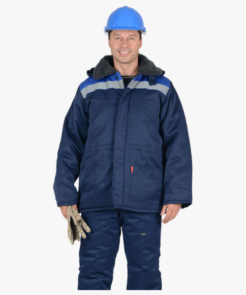 Куртка СИРИУС-БРИГАДИР мех. ворот, синяя с васильковым и СОП