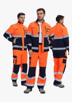 Костюм сигнальный PROFLINE ProfLineSpecialist-1 (тк.Смесовая МВО,240) брюки, оранжевый/т.синий
