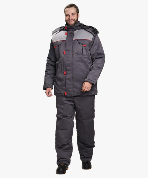 Костюм зимний Флофт-1 (тк.Смесовая,210) брюки, т.серый/св.серый