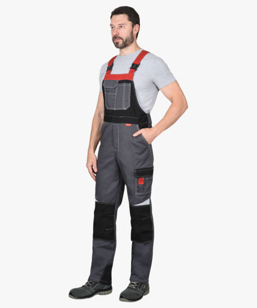 Полукомбинезон СИРИУС-ФАВОРИТ-МЕГА серый с красным, черным и СОП