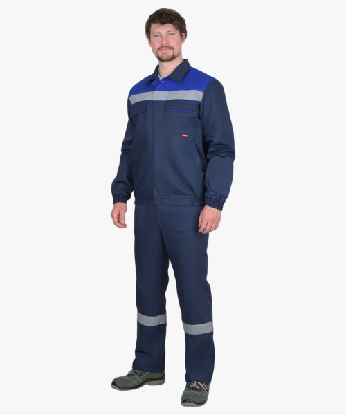 Костюм СИРИУС-МАСТЕР куртк. , брюки, тёмно-синий с васильковым и СОП