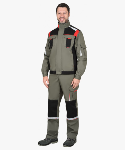 Куртка СИРИУС-СТАН оливковая с черным и красным