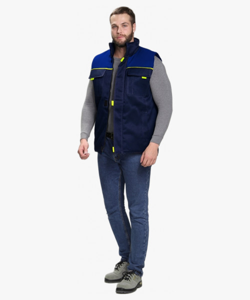 Жилет утепленный Флофт (тк.Смесовая,210), т.синий/васильковый