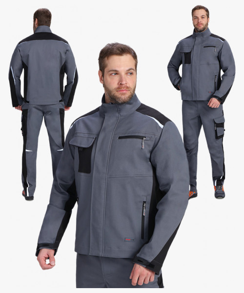 Куртка ProfLineLeader (тк.Хлопок/Спандекс,260), серый/черный