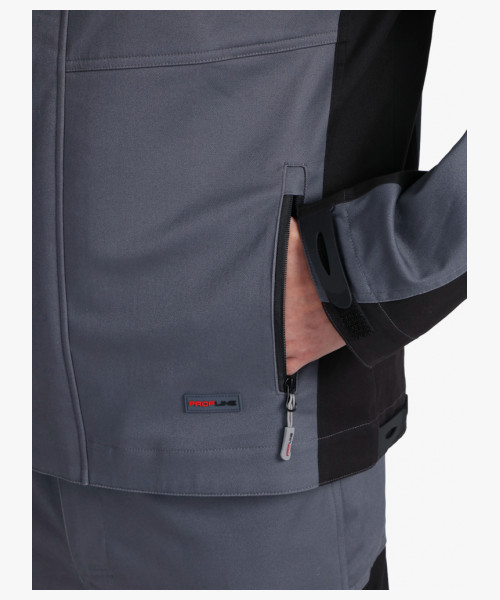 Куртка ProfLineLeader (тк.Хлопок/Спандекс,260), серый/черный