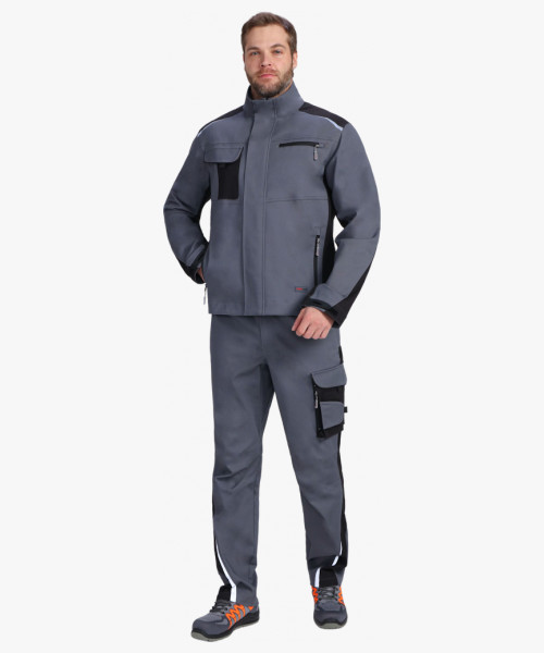 Куртка ProfLineLeader (тк.Хлопок/Спандекс,260), серый/черный