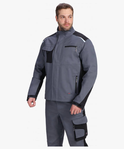 Куртка ProfLineLeader (тк.Хлопок/Спандекс,260), серый/черный