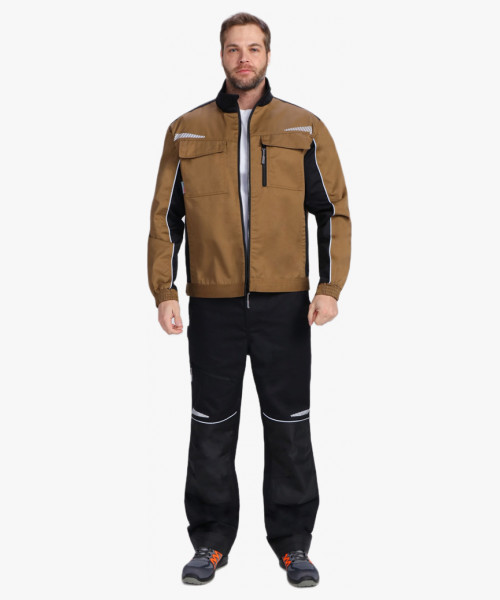 Костюм мужской летний ProfLineSpecialist-1 (тк.Смесовая,240) брюки, бежевый/черный