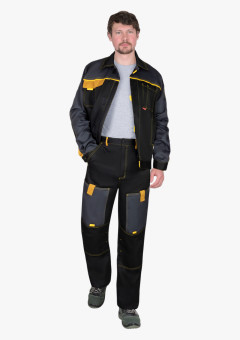 Костюм СИРИУС-ФАВОРИТ куртка, брюки, черный с темно-серым