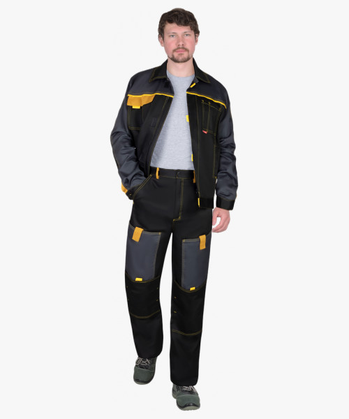 Костюм СИРИУС-ФАВОРИТ куртка, брюки, черный с темно-серым