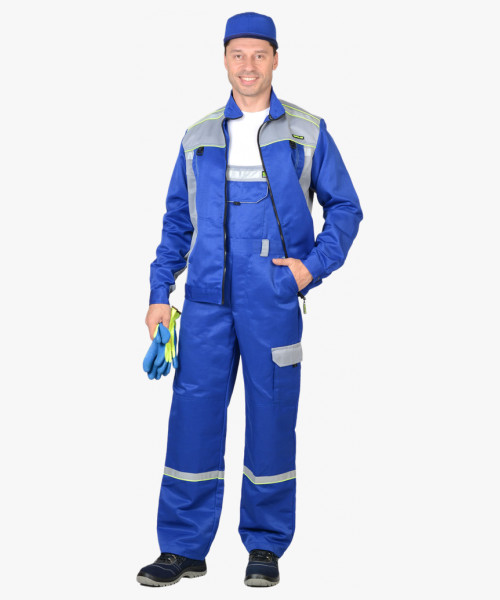 Костюм СИРИУС-ПРАКТИК куртка, п/к васильковый со св.серым