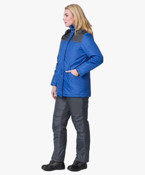 Куртка зимняя женская Сакрин (Дюспо), васильковый/темно-серый