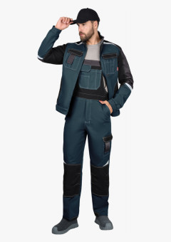 Костюм мужской летний СИРИУС-КАСПИЙ куртка, полукомбинезон, морена с чёрным, тёмно-серым и СОП