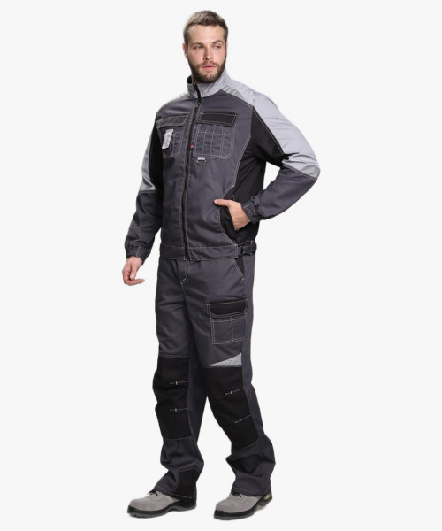 Костюм Вектрон-1 (тк.Смесовая,240) брюки, т.серый/св.серый/черный