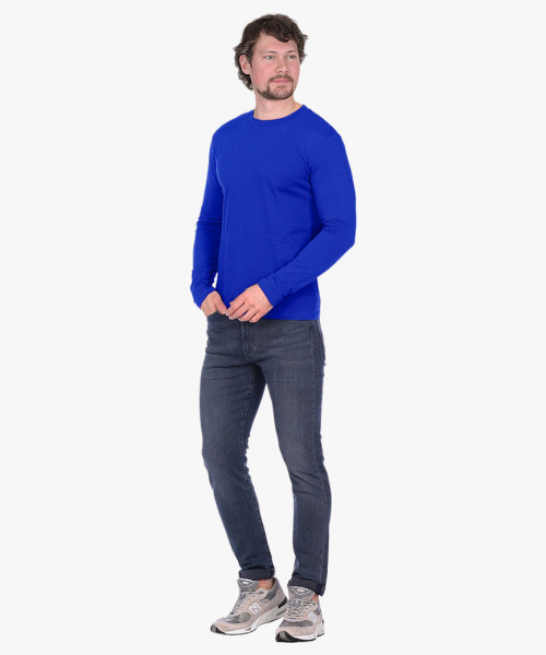 Футболка длинные рукава васильковая 160г/м2