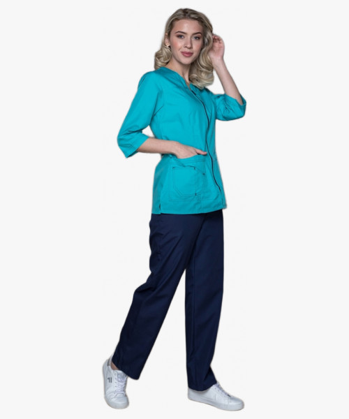 Костюм женский Спринт (тк.ТиСи), бирюзовый/т.синий