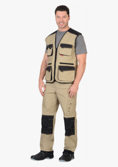 Жилет СИРИУС-ВЕСТ-ВОРК бежевый с черным пл. 275 г/кв.м