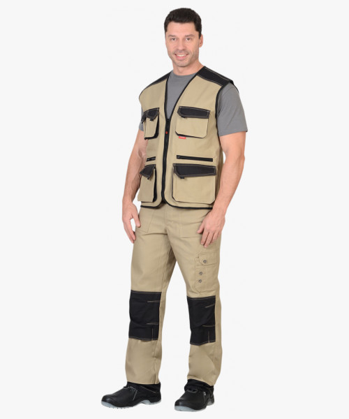 Жилет СИРИУС-ВЕСТ-ВОРК бежевый с черным пл. 275 г/кв.м