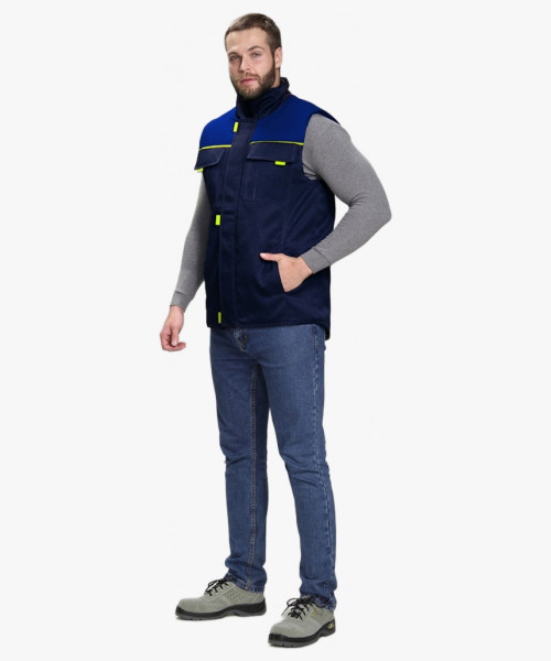 Жилет утепленный Флофт (тк.Смесовая,210), т.синий/васильковый