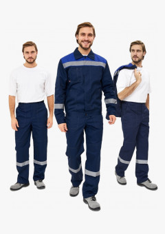 Костюм Лигор-1 Премиум СОП К. (тк.Смесовая,240) брюки, т.синий/васильковый
