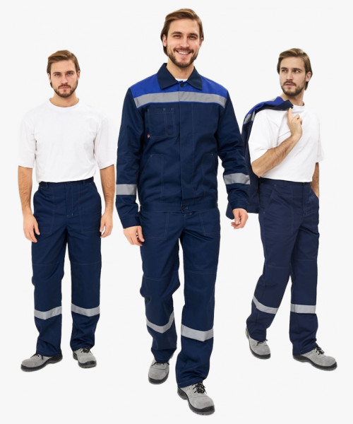 Костюм Лигор-1 Премиум СОП К. (тк.Смесовая,240) брюки, т.синий/васильковый